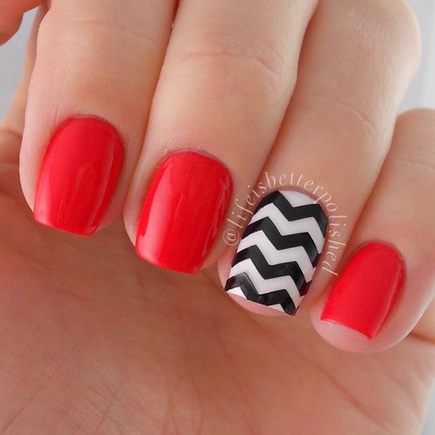 Red Nail Design for Short Nails