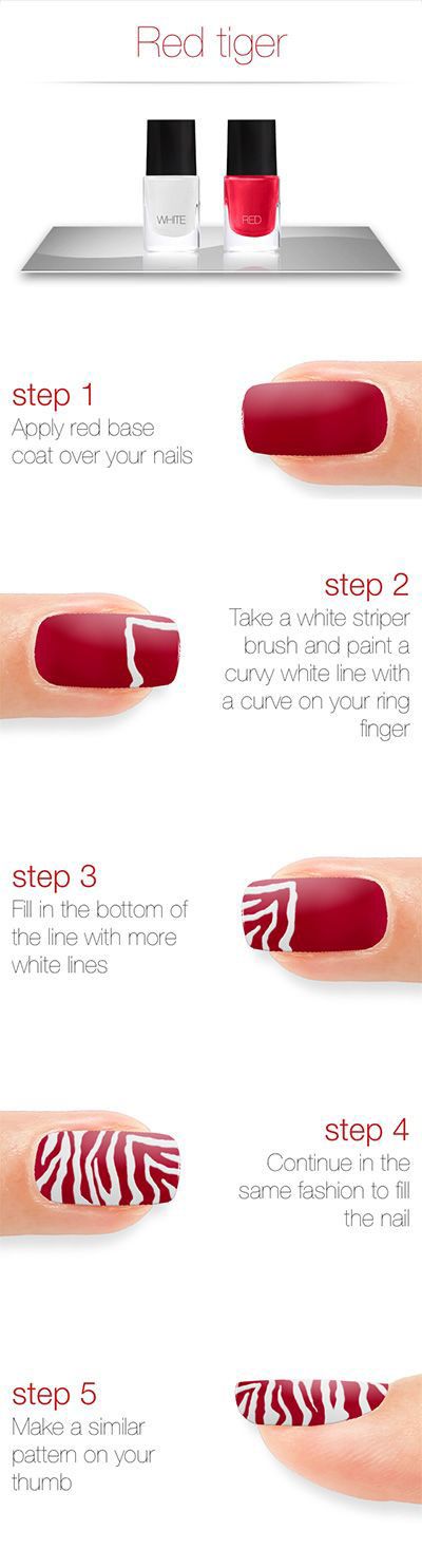 Red Print Nail Design Tutorial