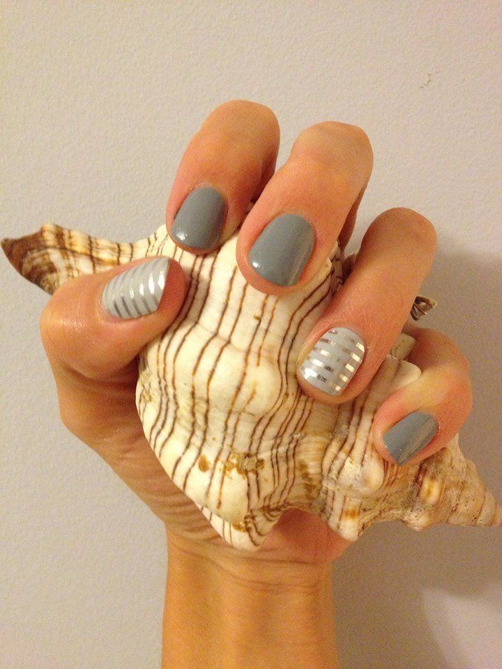 Silver and Grey Nail Design for Long Nails