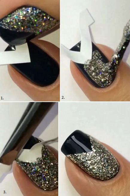 Sparkly Black Nail Art Design