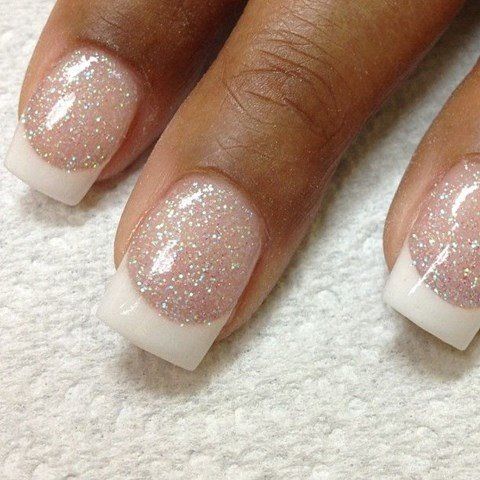 Sparkly French Wedding Nail Idea