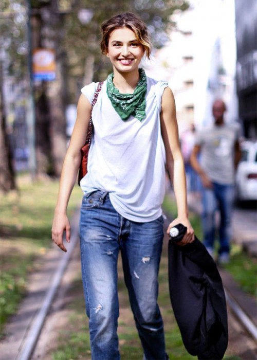 Twisted Bun Hairstyle with a Bandana