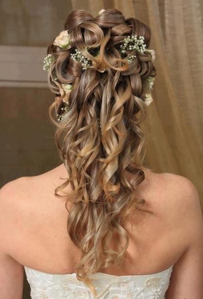 Vintage Curly Half Up Half Down Wedding Hairstyle