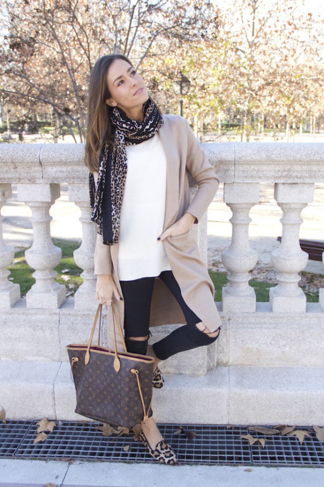 Beige Cardigan with Black Jeans