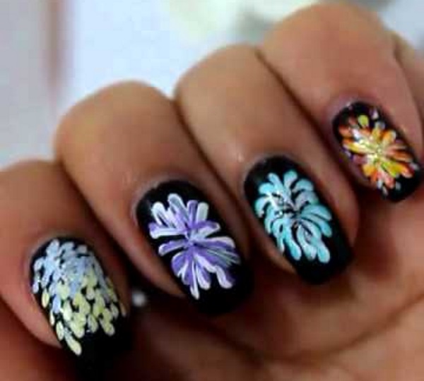 Black Fireworks Nails