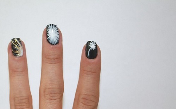 Black and White Fireworks Nails