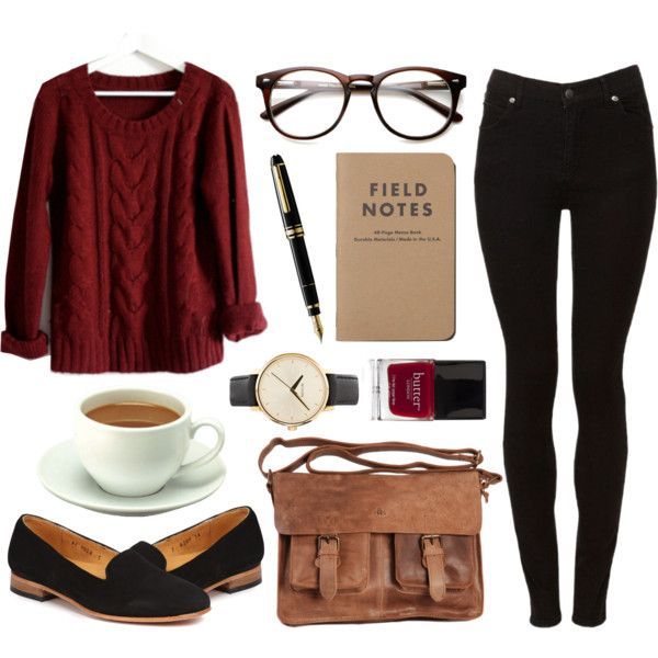 Burgundy Sweater with Black Jeans