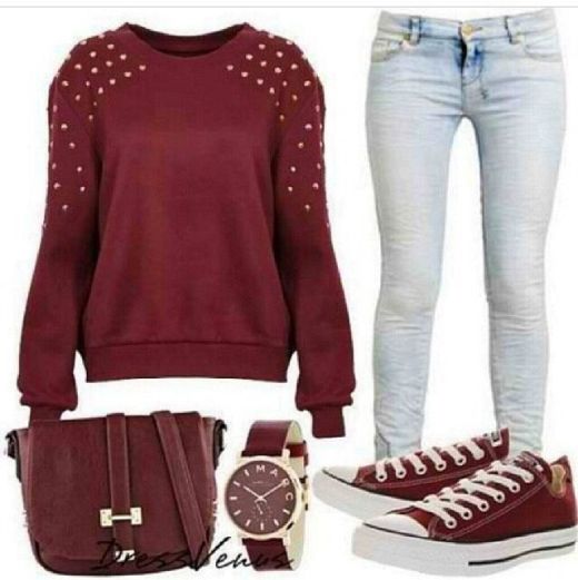 Burgundy Sweater with Skinny Jeans