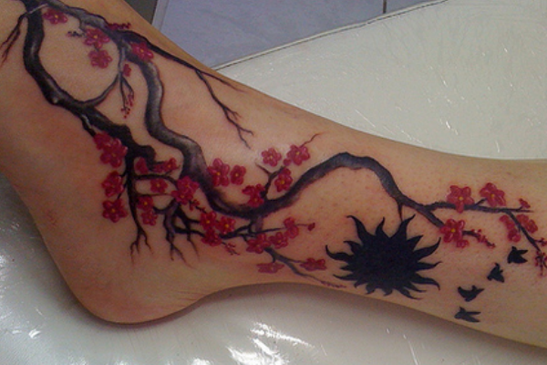 Cherry Blossom Foot Tattoo