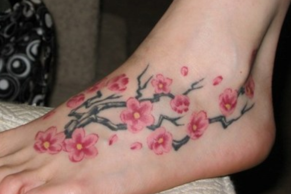 Cherry Blossom Foot Tattoo