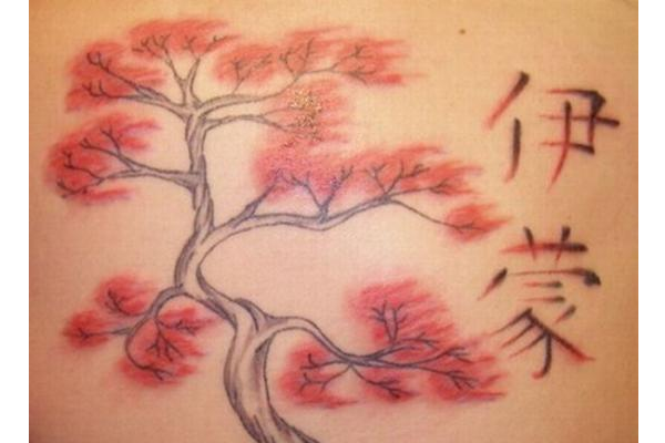 Cherry Blossom Tattoo With Oriental Symbols