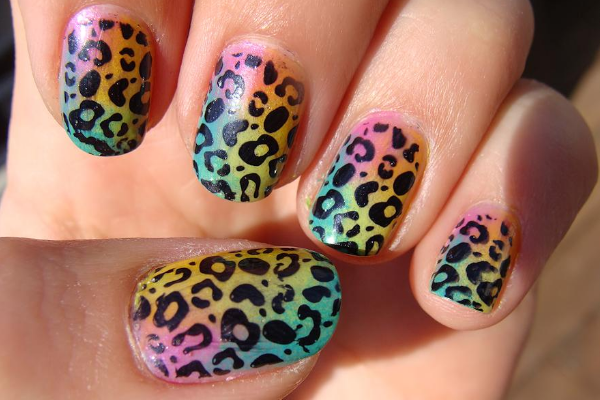 Colorful Leopard Print Nails