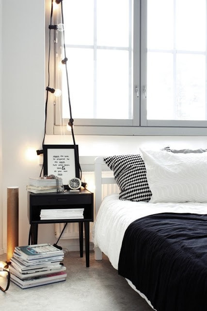 Drape bigger bulbs above your nightstand