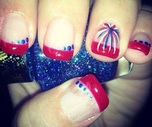 French Mani With Fireworks