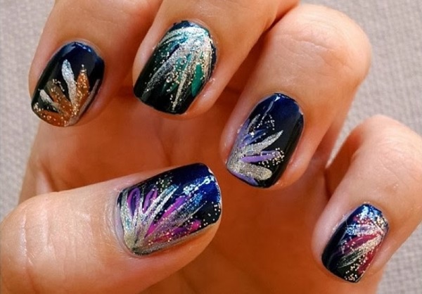 Glitter Fireworks Nails