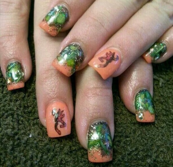 Glittering Camouflage Nail Design