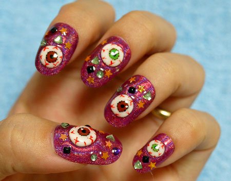 Halloween Nail Design - Horror Eyes