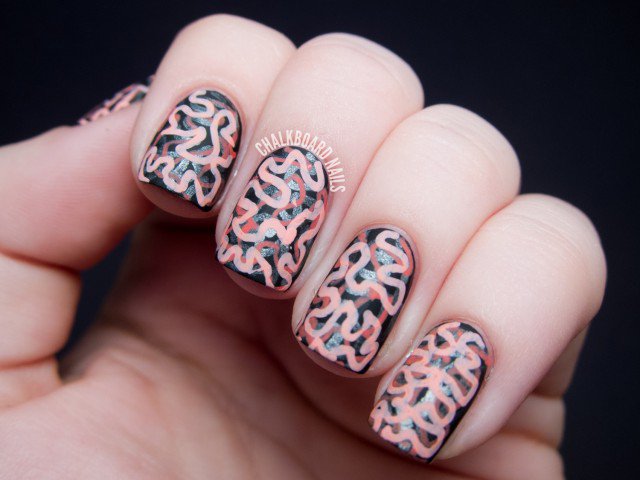 Halloween Nail Design - Matte Brain