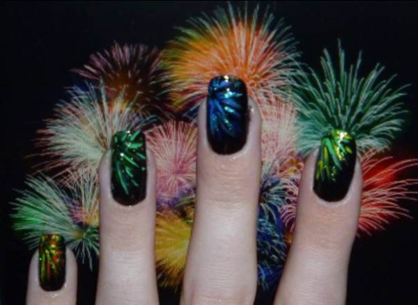 Metallic Fireworks Nails