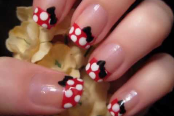 Minnie Mouse Insired Bow Nails