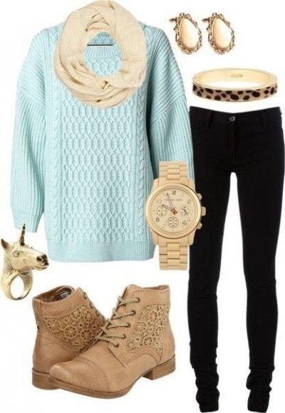 Mint Sweater with Black Jeans