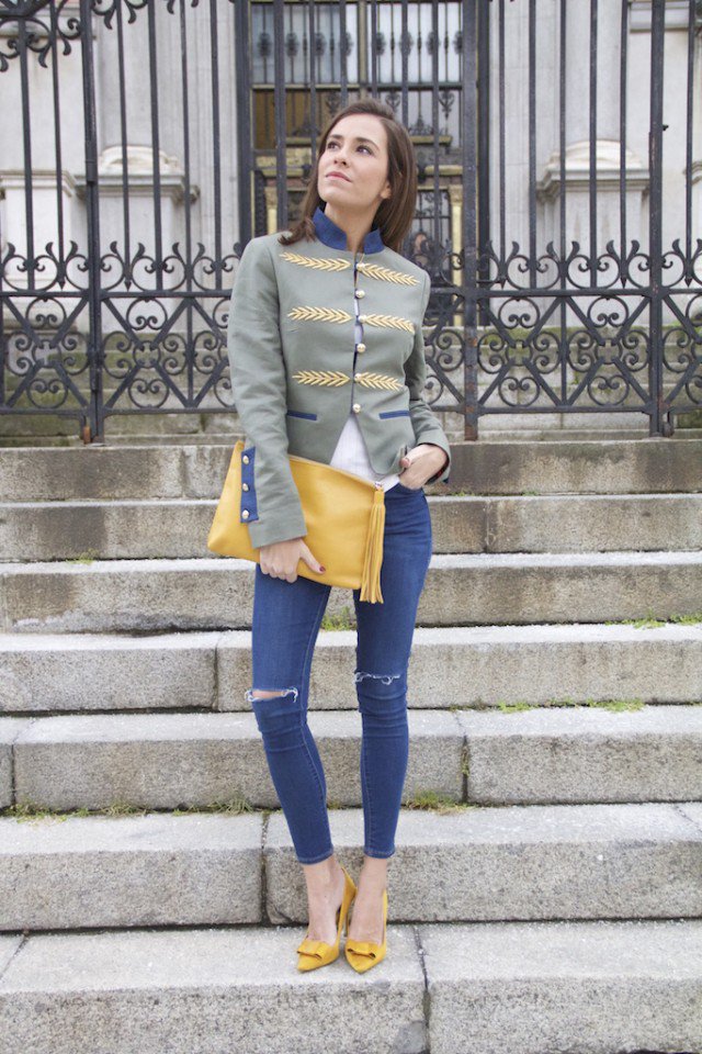 Nautical Blazer with Ripped Jeans