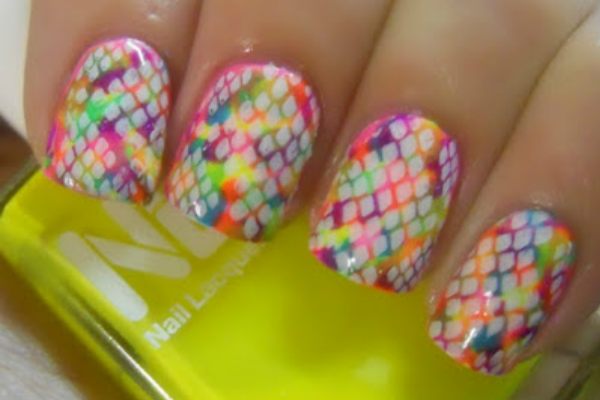 Neon Snakeskin Nails