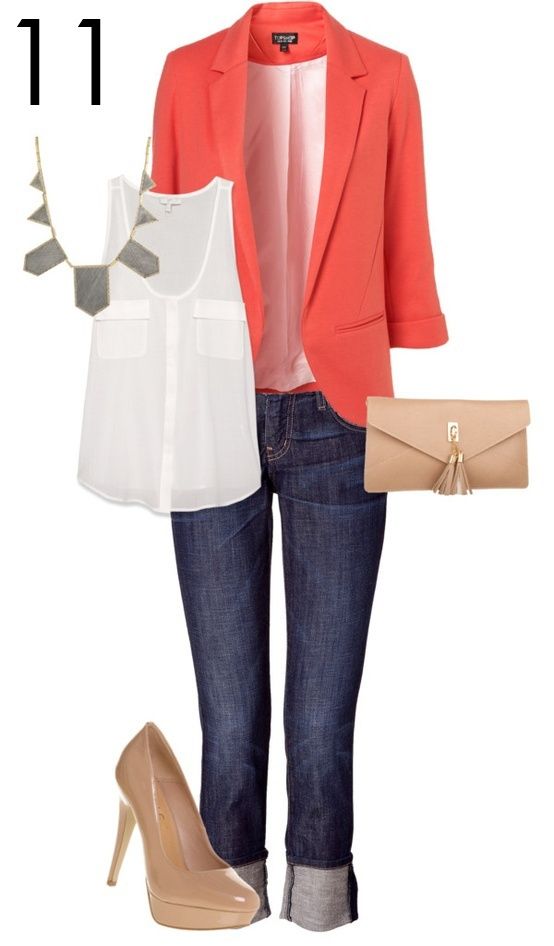 Night Out Outfit Idea - Coral Blazer