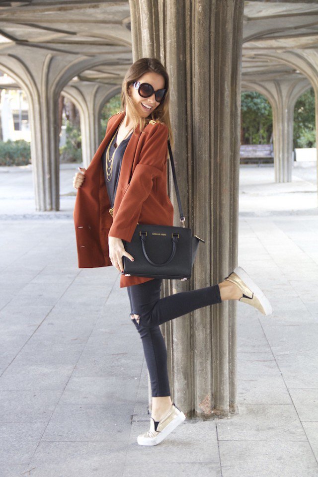 Orange Blazer with Black Jeans