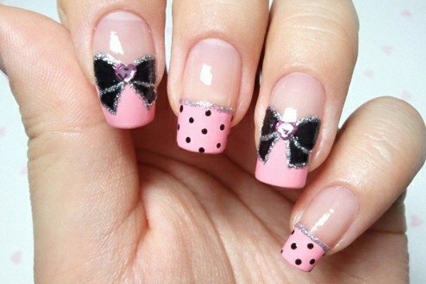 Pink Bow Nails