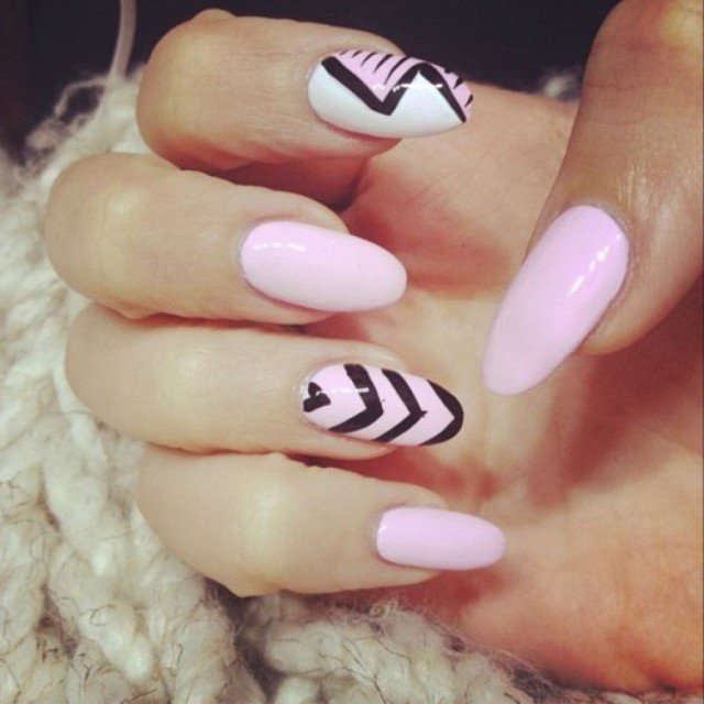 Pink and Black Nail Design