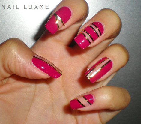 Pink and Gold Nail Design