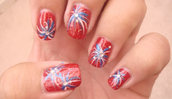 Red Fireworks Nails