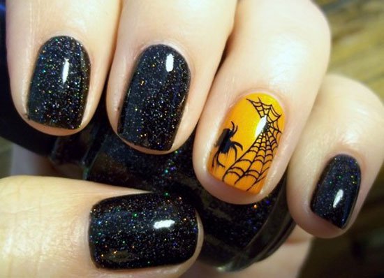 Shimmery Halloween Nail Design