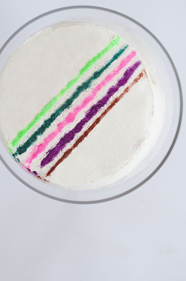 Stripes with edible glitter