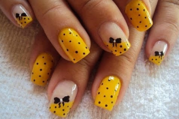 Yellow Bow Nails