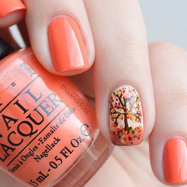 Autumn Tree Nail Art