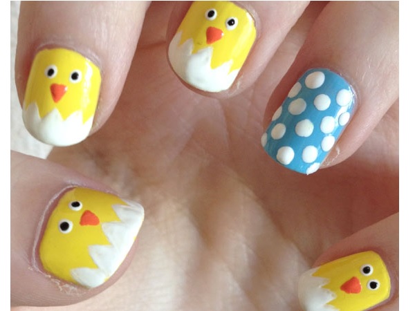 Baby Chick Easter Nail Design