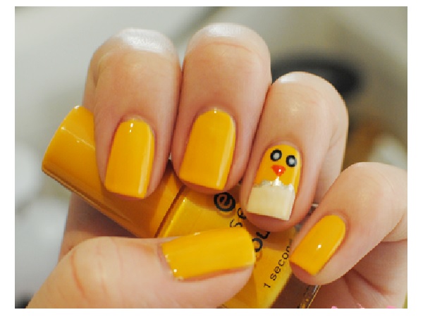 Baby Chick Easter Nail Design