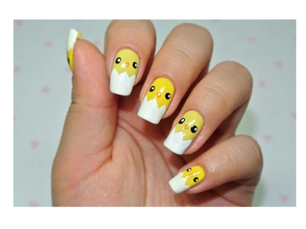 Baby Chick Easter Nail Design
