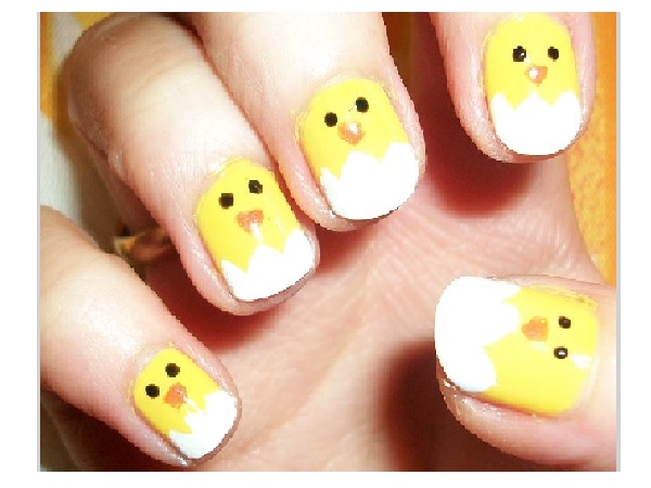 Baby Chick Easter Nail Design