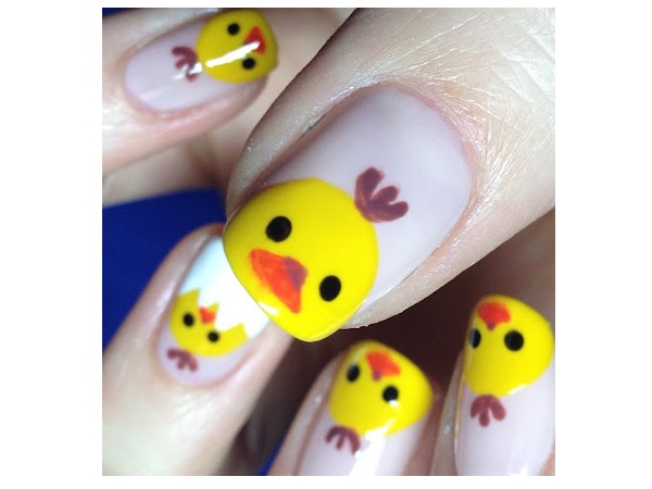 Baby Chick Easter Nail Design