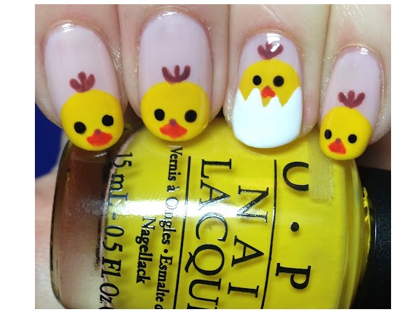 Baby Chick Easter Nail Design