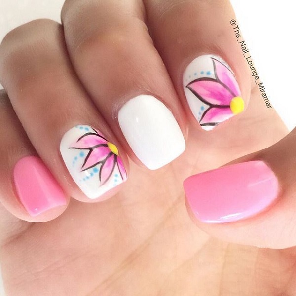 Beautiful White and Pink Nail Design