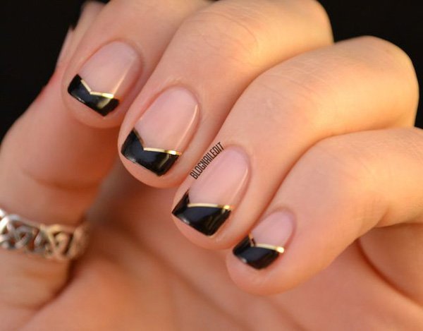 Black French Tip Nail Design