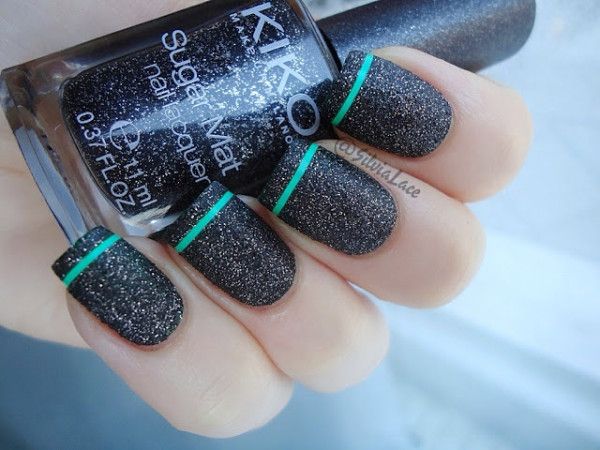 Black Glitter Nail Design