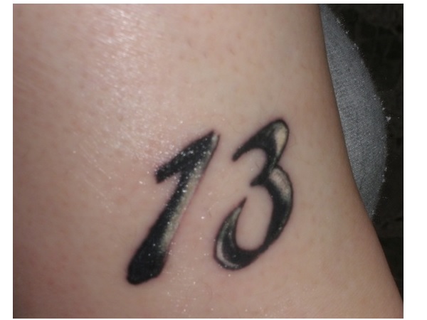 Black Slanted 13 Tattoo