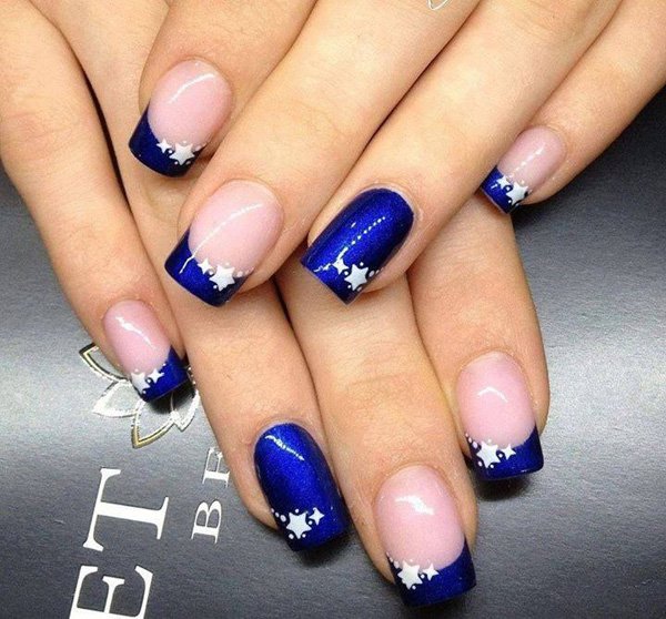 Blue French Tip Nail Design