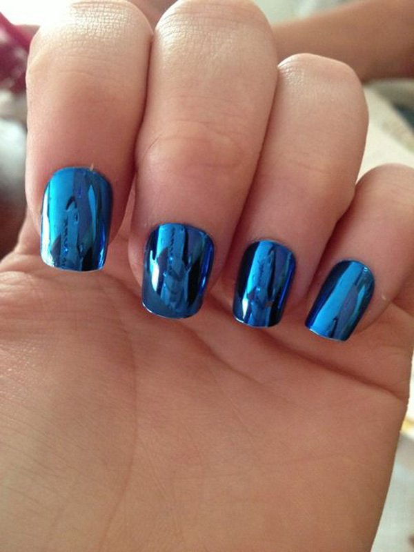 Blue Metallic Nail Design