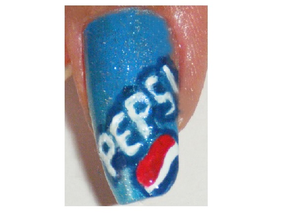 Blue Pepsi Nail Design
